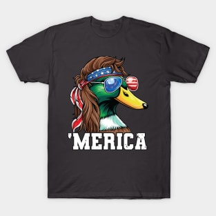 Merica Mullet Mallard Duck 4th of July T-Shirt